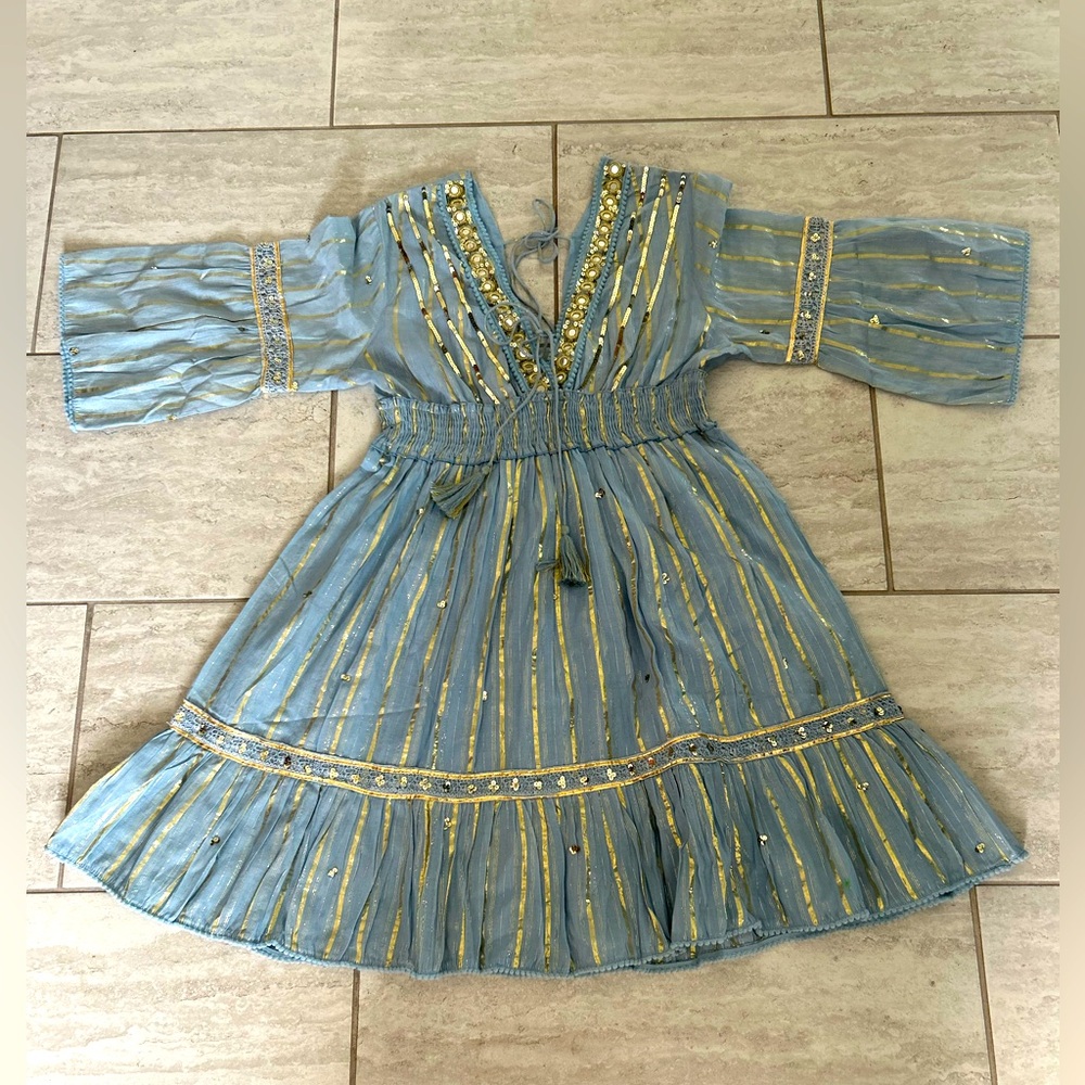 Blue and Gold Embellished Dress